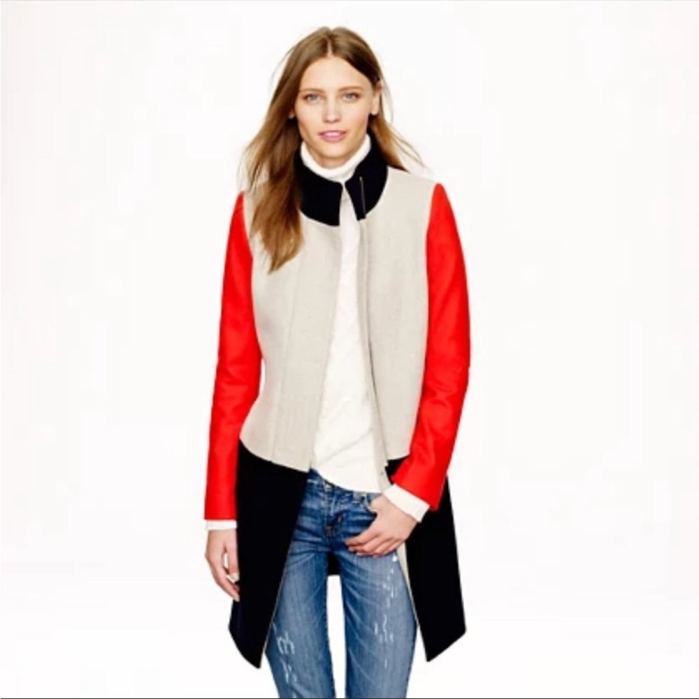 J. Crew Color Block Funnel Neck Coat